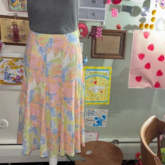 Ruby Rd. Pink and Blue Maxi A-line Skirt - Picture 1 of 6